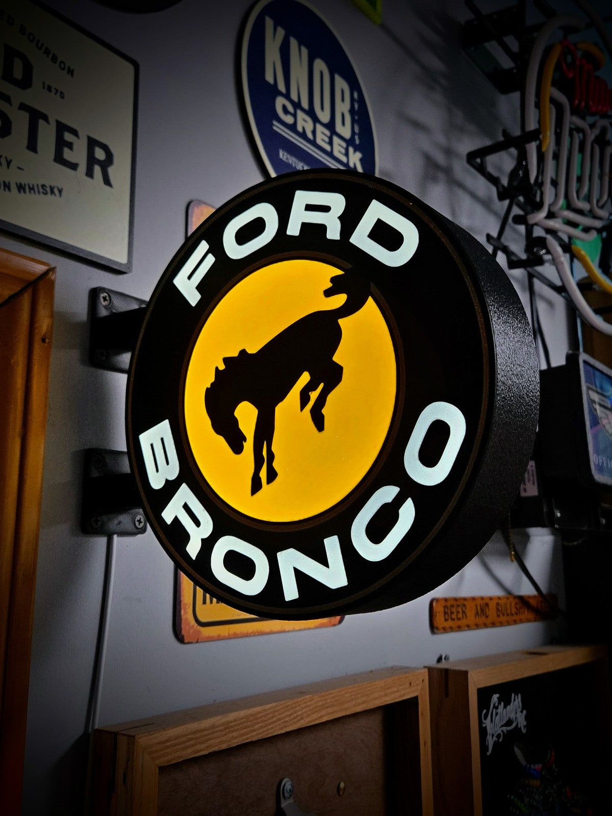 FORD BRONCO 12 Inch Light Box LED Sign 3D Printed Wall Decor Man Cave Garage