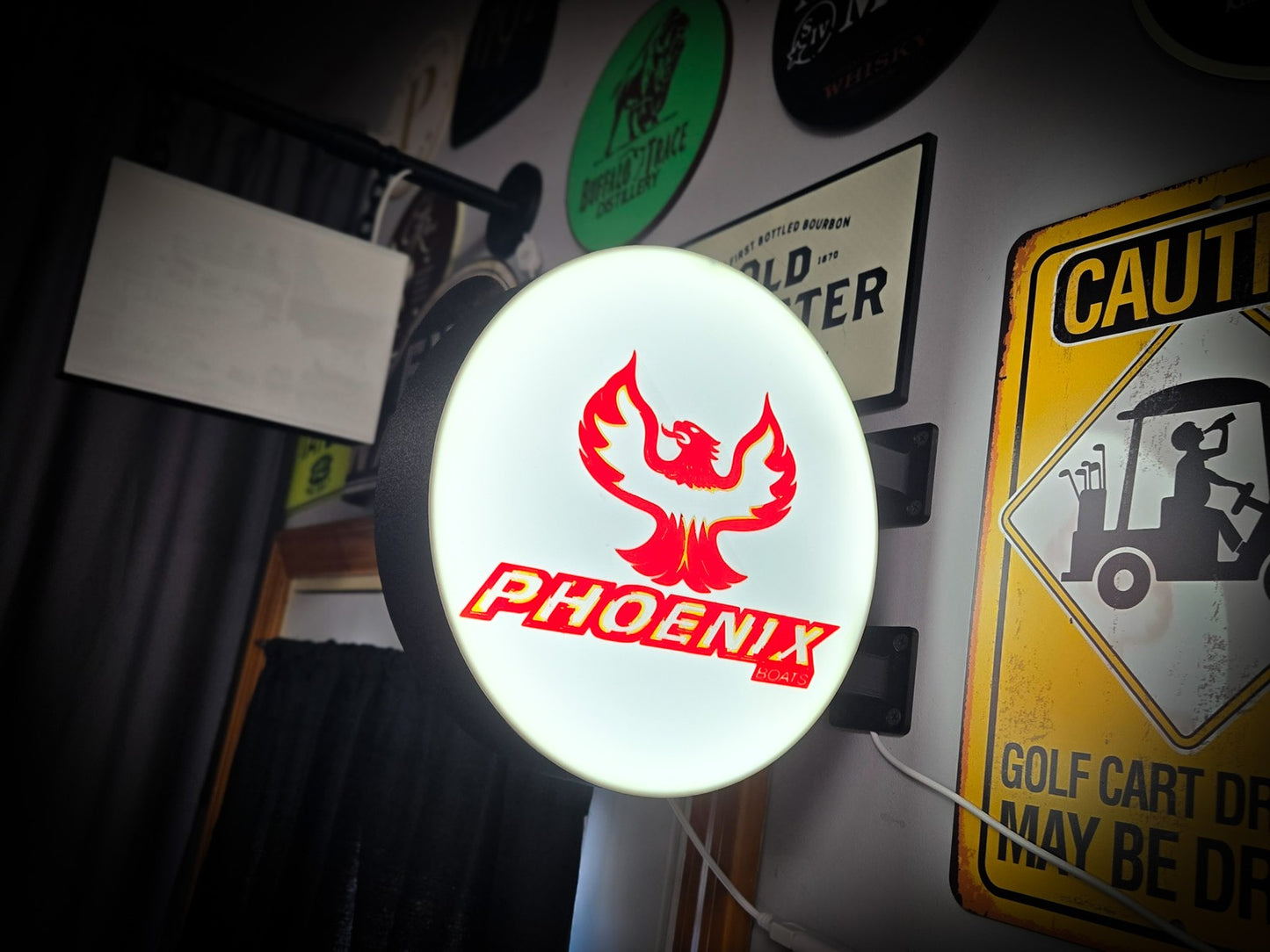 PHOENIX BOATS 12 Inch Light Box LED Sign 3D Printed Wall Decor Man Cave Garage