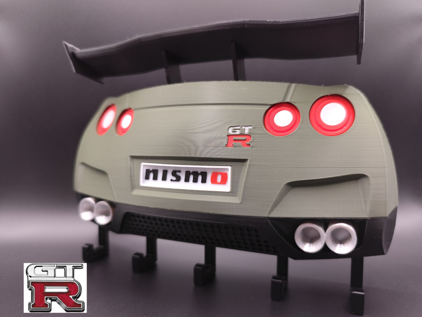 JDM Racing Car Key Holder with Spoiler – Wall Mount Organizer with Hooks – Sport