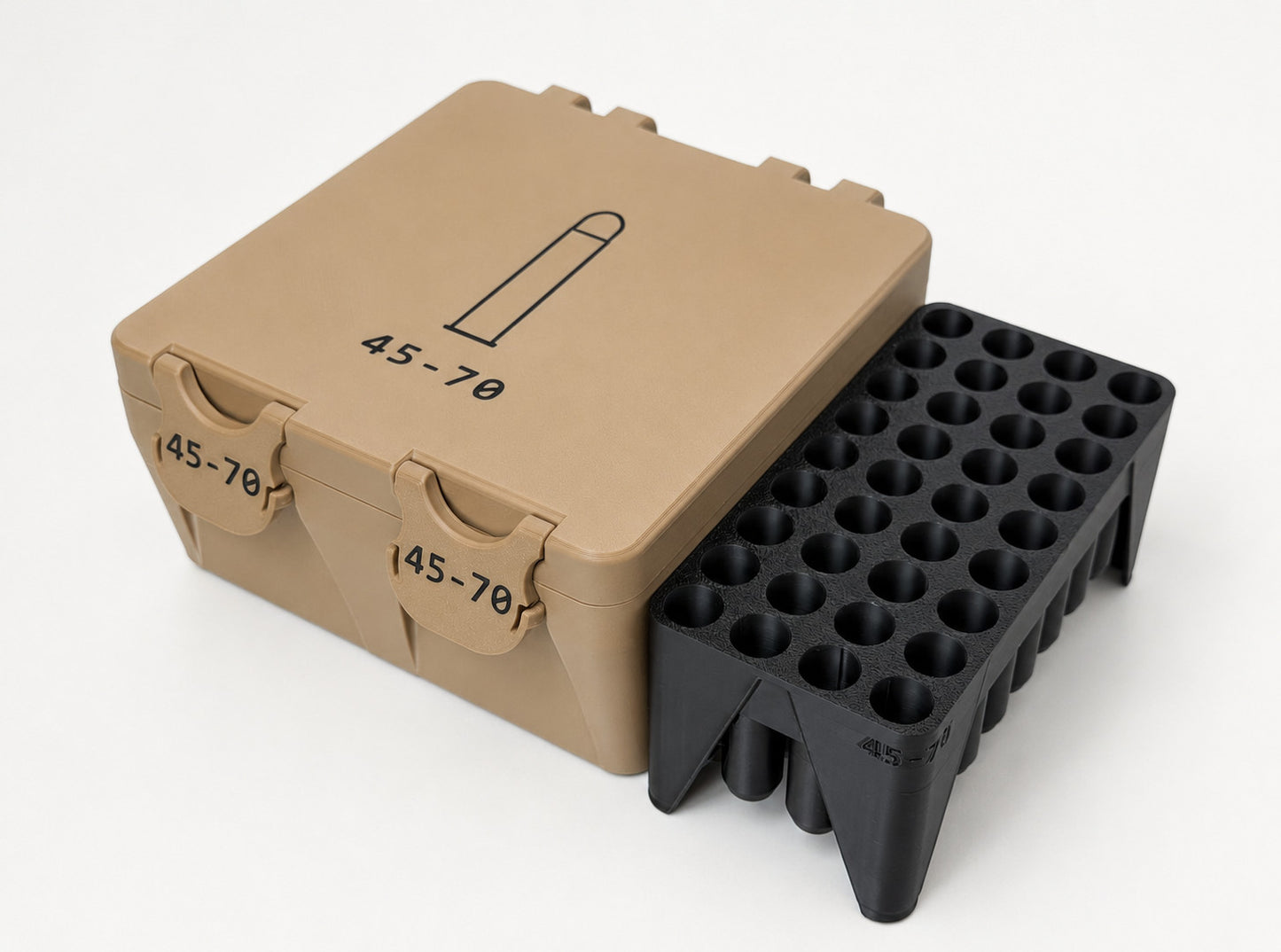 45-70 Ammo Box – 72 Rounds - Snap Close Storage Box | Fully Customizable