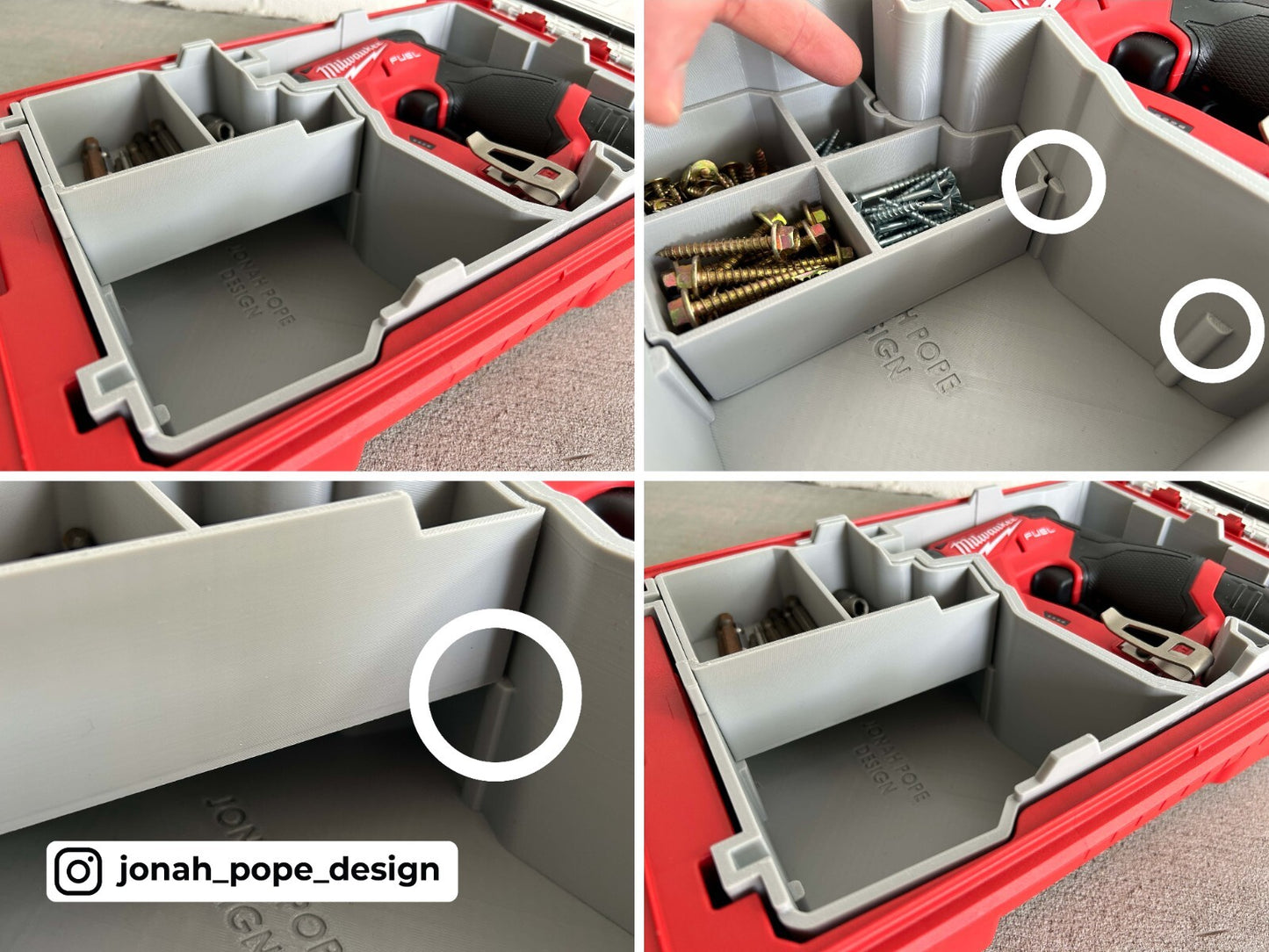 jpd 3d Printed Insert for Milwaukee Packout & M12 4-in-1 Installation Driver V2
