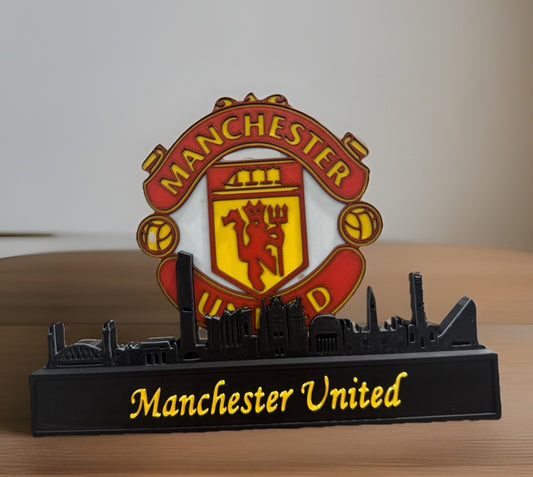 Manchester United FC 9” Skyline Desk Decor Sign Man Cave Office Gifts Red Devils
