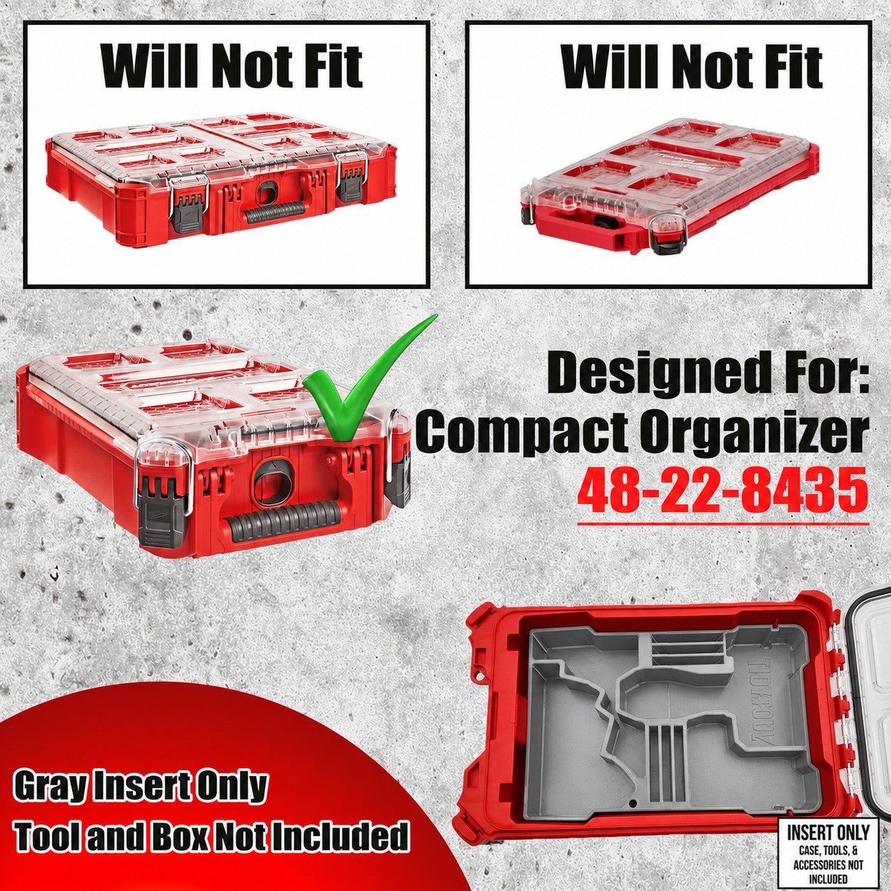 One-Piece M12 2522-20 Cutoff Saw Insert Fits Milwaukee PACKOUT 8435