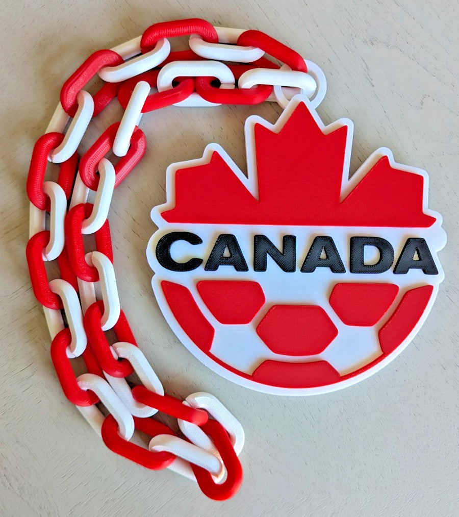 Canada Soccer Fubtol World Cup Over-Sized Necklace Logo Pendant Hype Chain
