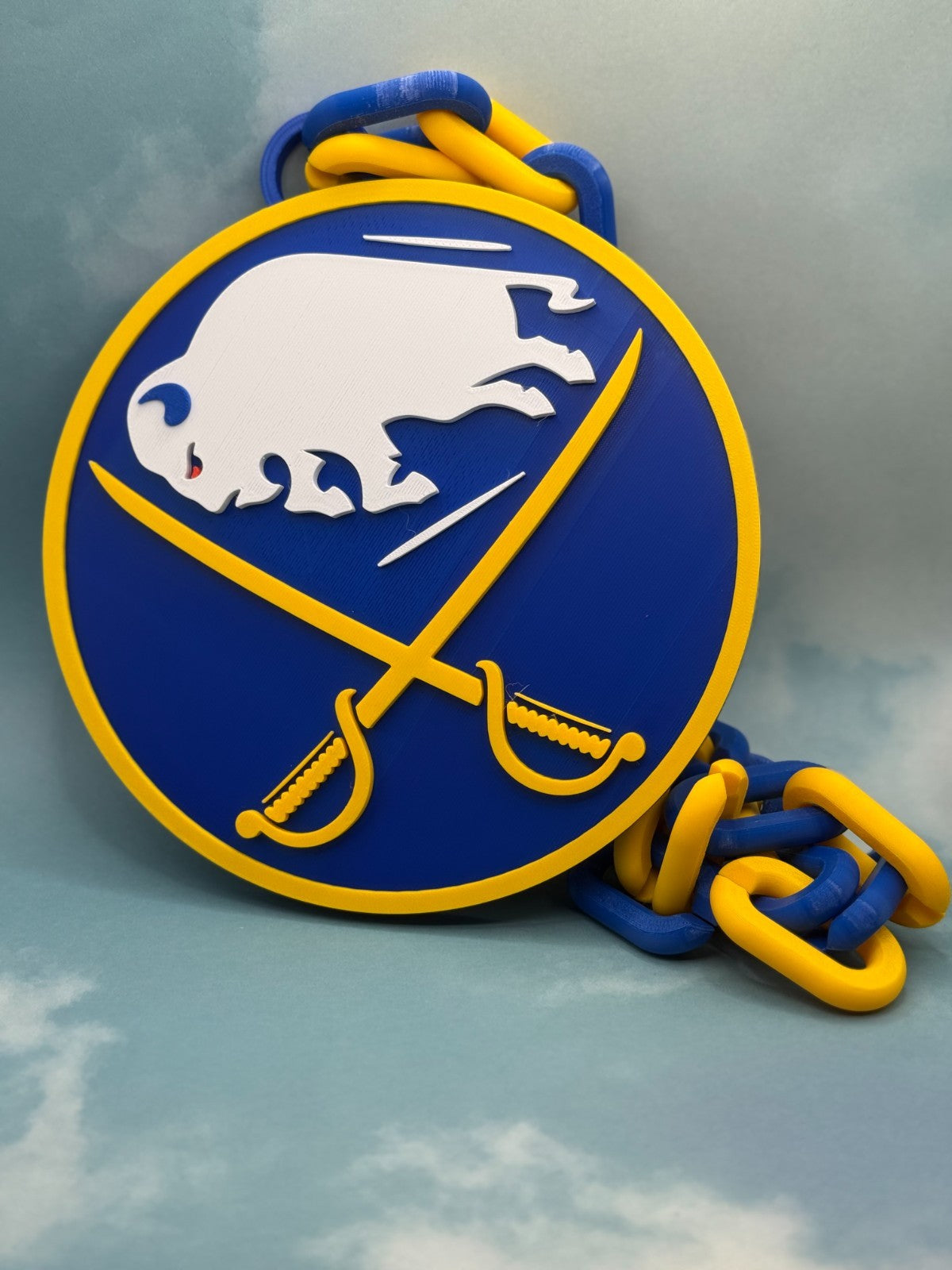 Buffalo Sabres Oversized Necklace, Hype Chain, Logo Pendant 'Game On!'