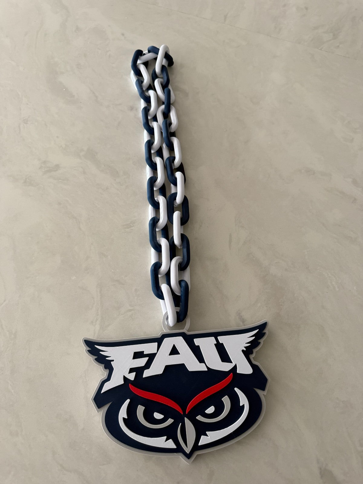 Florida Atlantic Owls Logo Necklace Oversized Turnover Chain HandMade 3D Printed