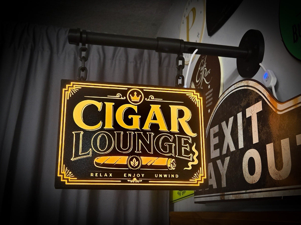 Cigar Lounge Hanging LED Light Box | Double Sided Bar Sign USB Powered Light