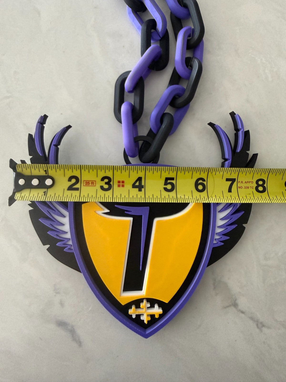 Baltimore Ravens Oversized Necklace, Pendant And Chain Handmade 3D Printed