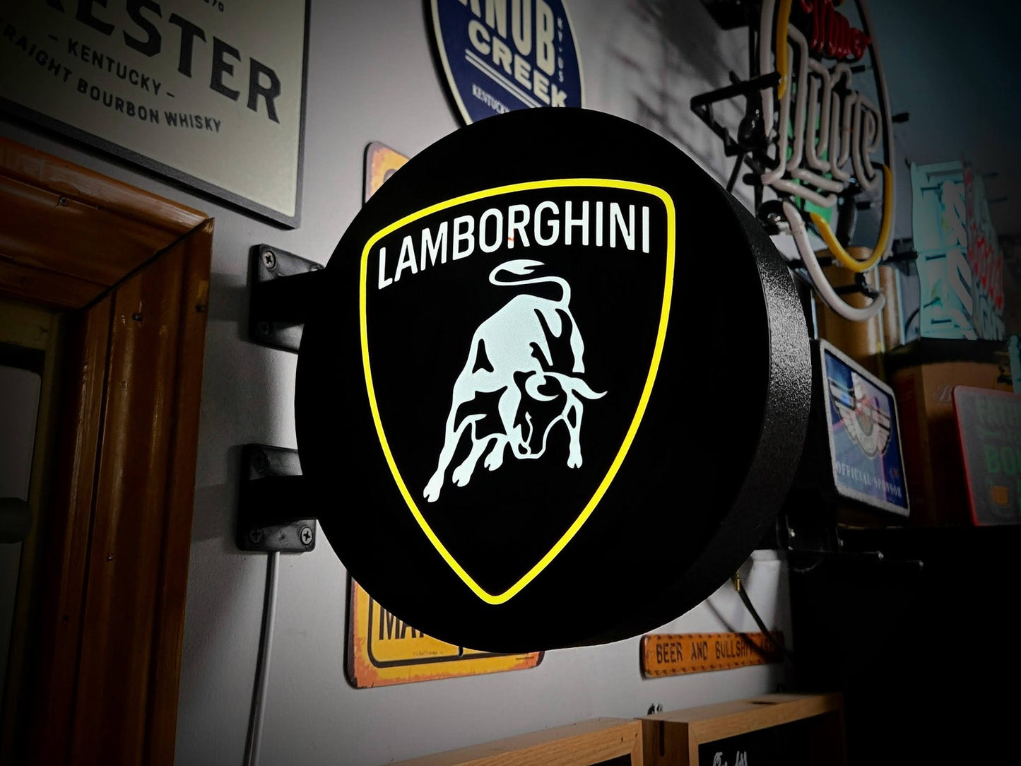 LAMBORGHINI 12 Inch Light Box LED Sign 3D Printed Wall Decor Man Cave Garage