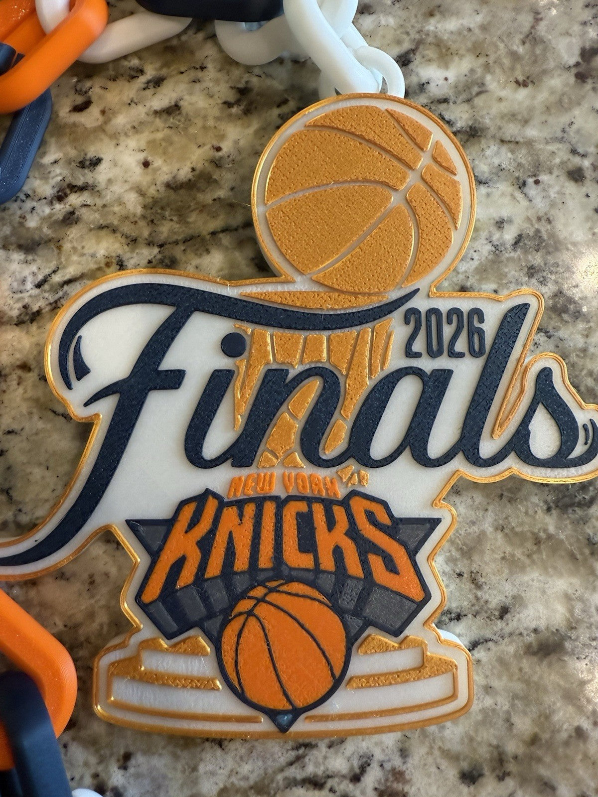 New York Knicks 2026 nba finals hype chain. 3d printed.