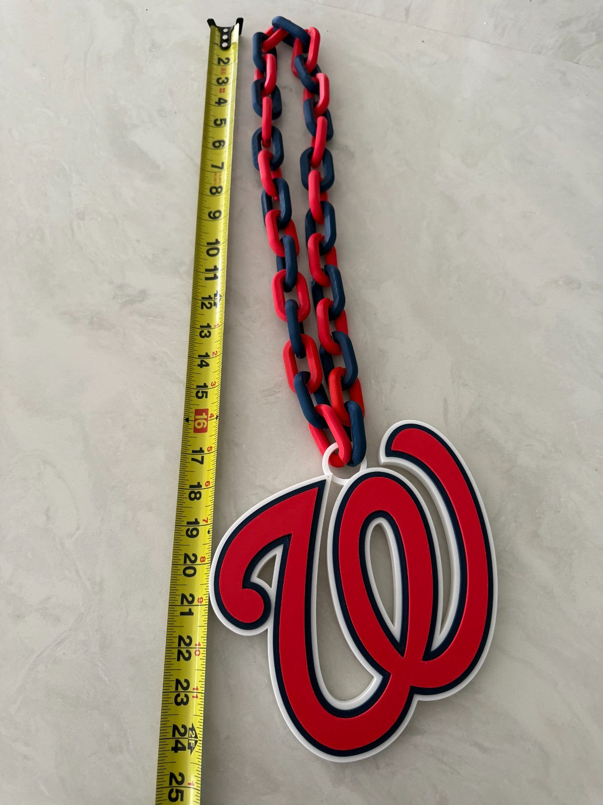Washington Nationals Oversized Logo Necklace Turnover Chain HandMade 3D Printed