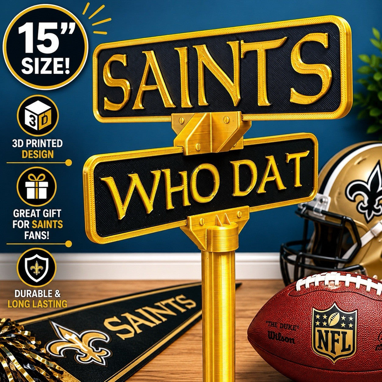 New Orleans Saints Street Sign Man Cave Memorabilia Office Desk Decor Fan Gift