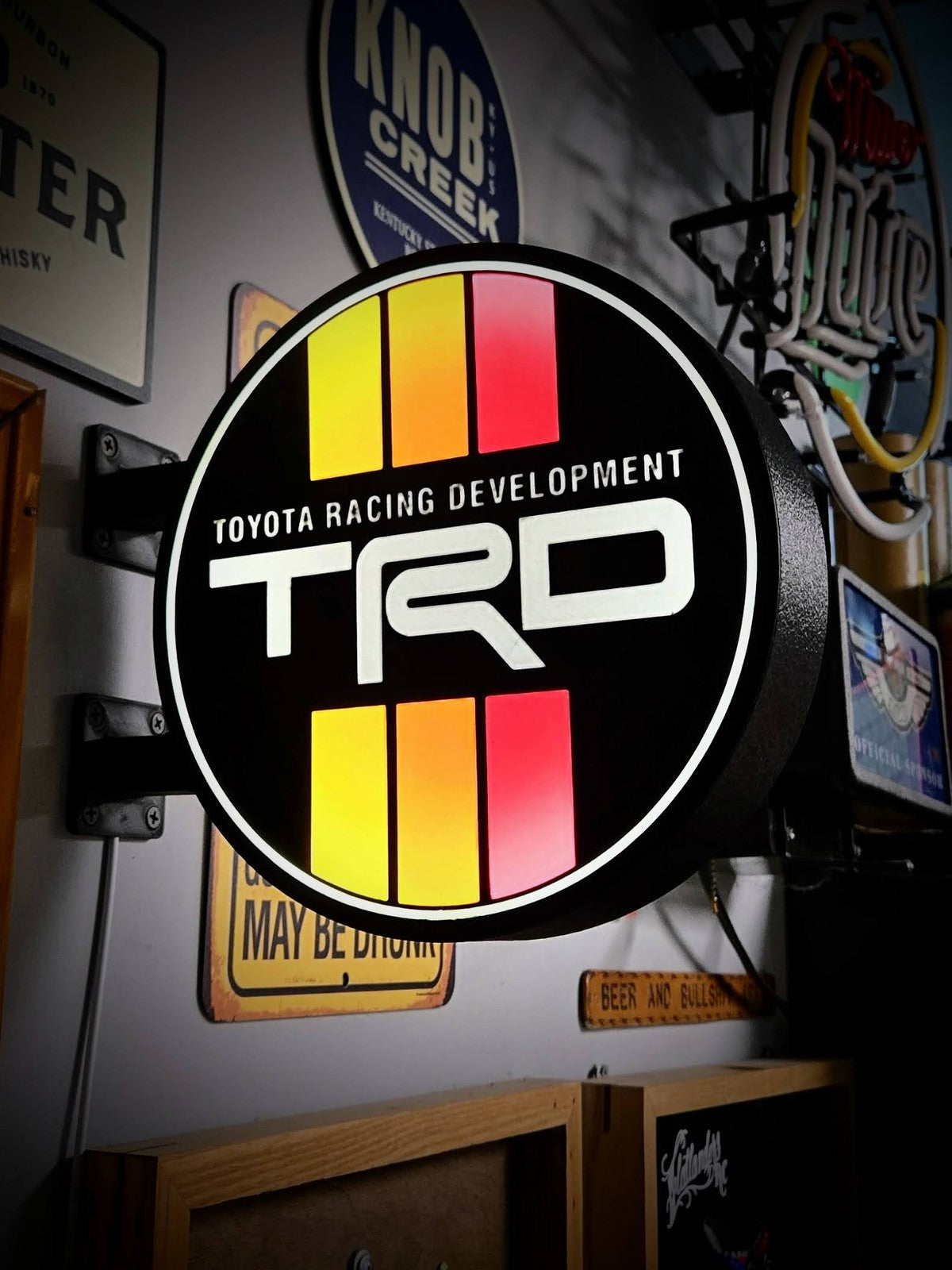 Toyota Retro TRD 12 Inch Light Box LED Sign 3D Printed Wall Decor Man Cave
