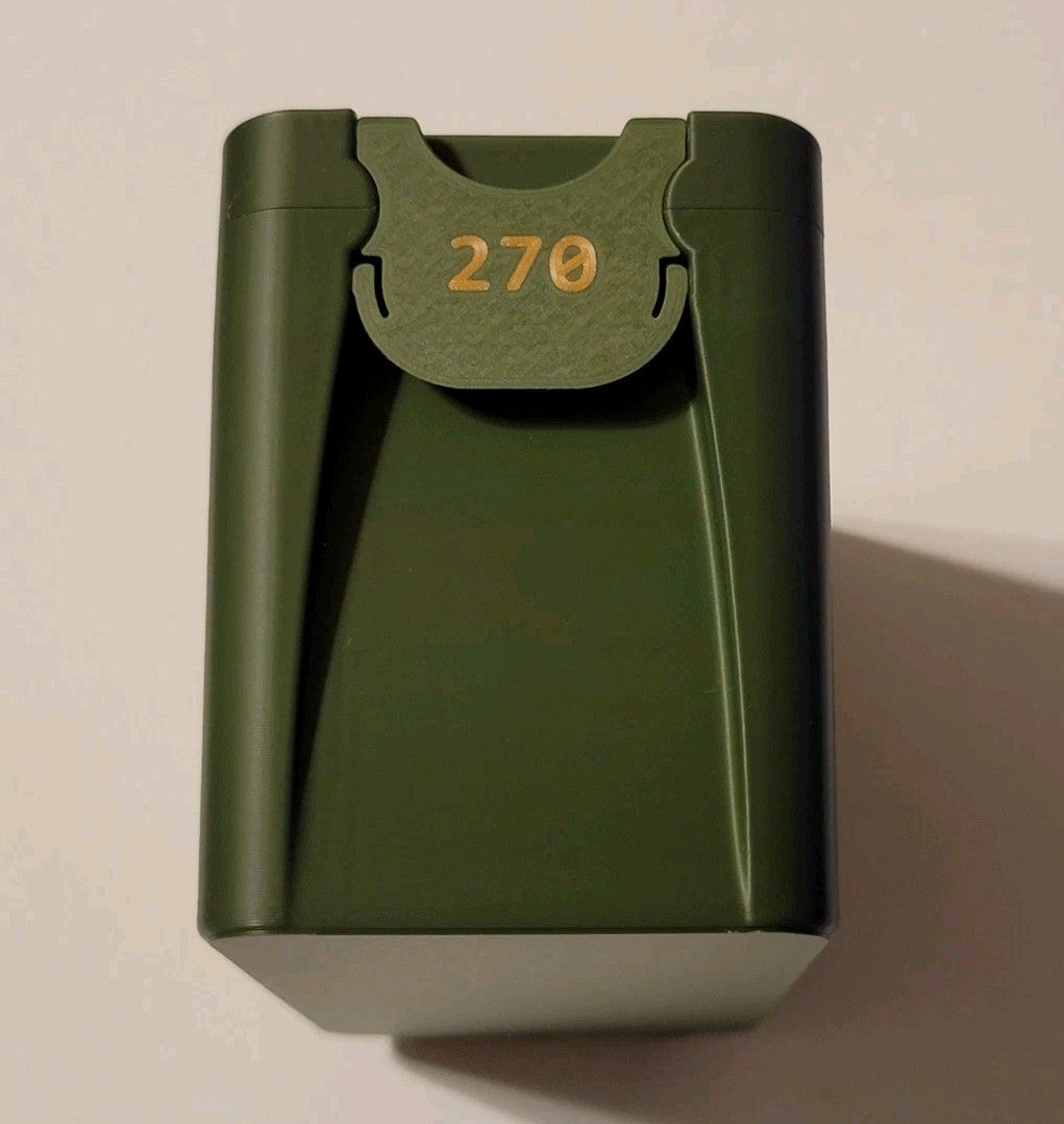 270 Ammo Box Snap Lock 50 rd 3D Printed Storage Olive Green Gold Pla