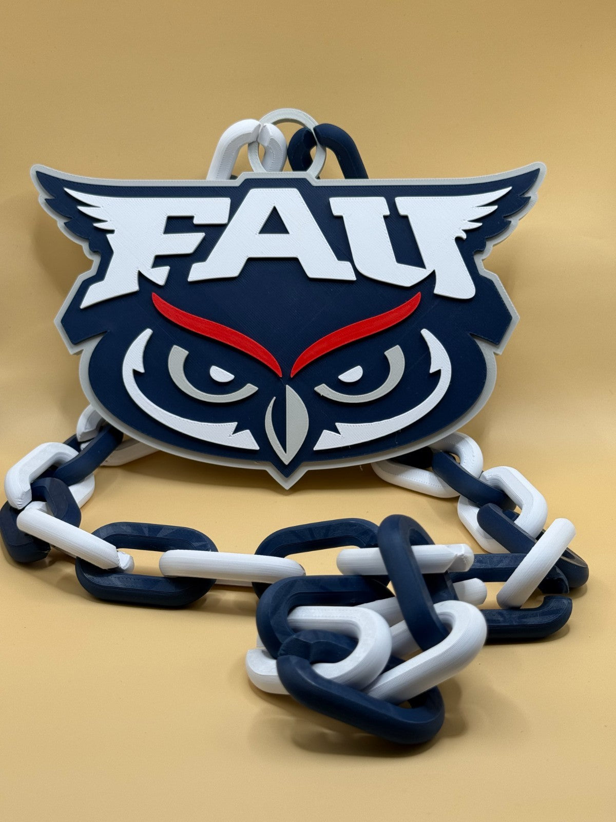 Florida Atlantic Owls Logo Necklace Oversized Turnover Chain HandMade 3D Printed