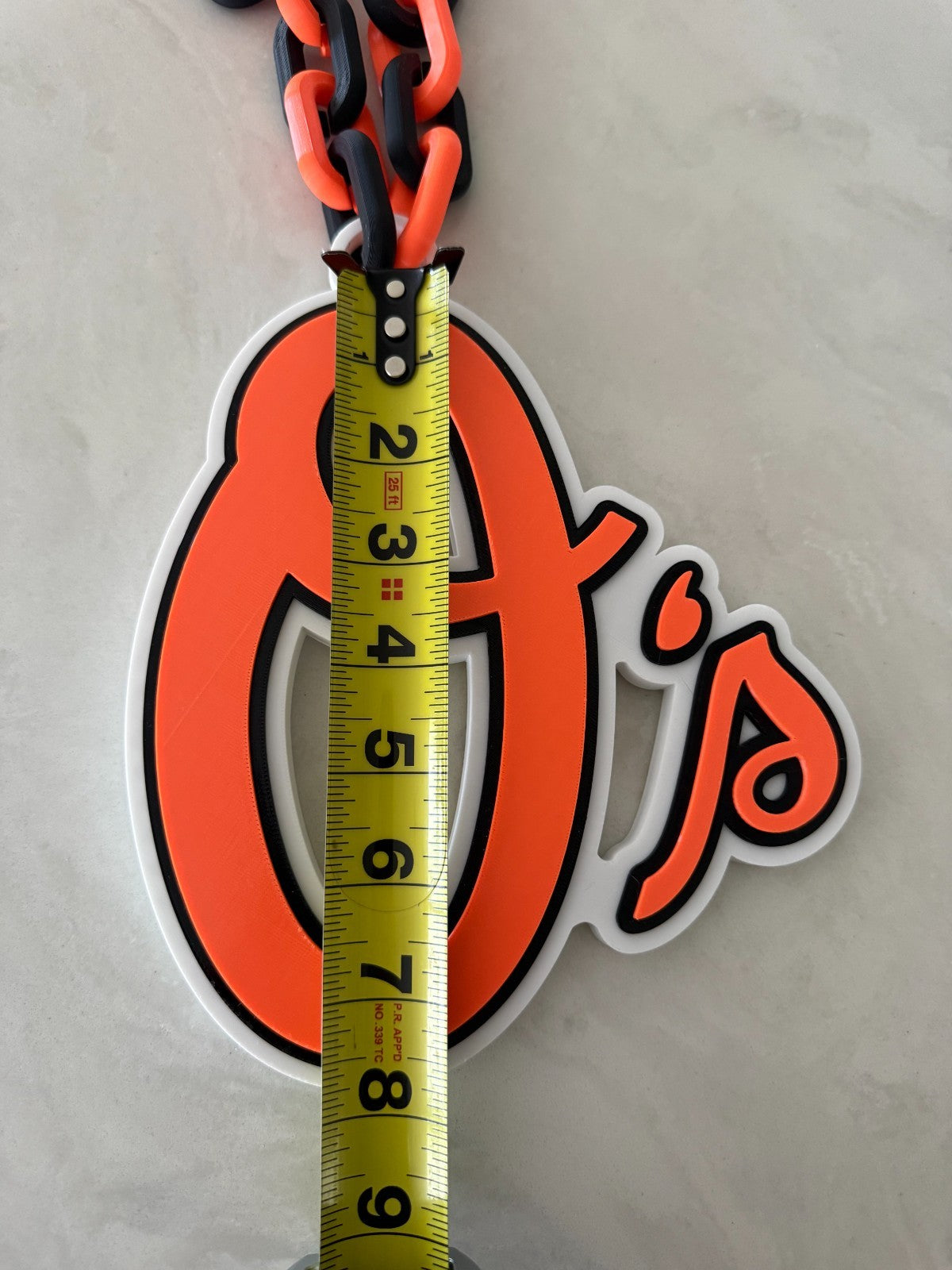 Baltimore Orioles Oversized Necklace Pendant Turnover Chain HandMade 3D Printed