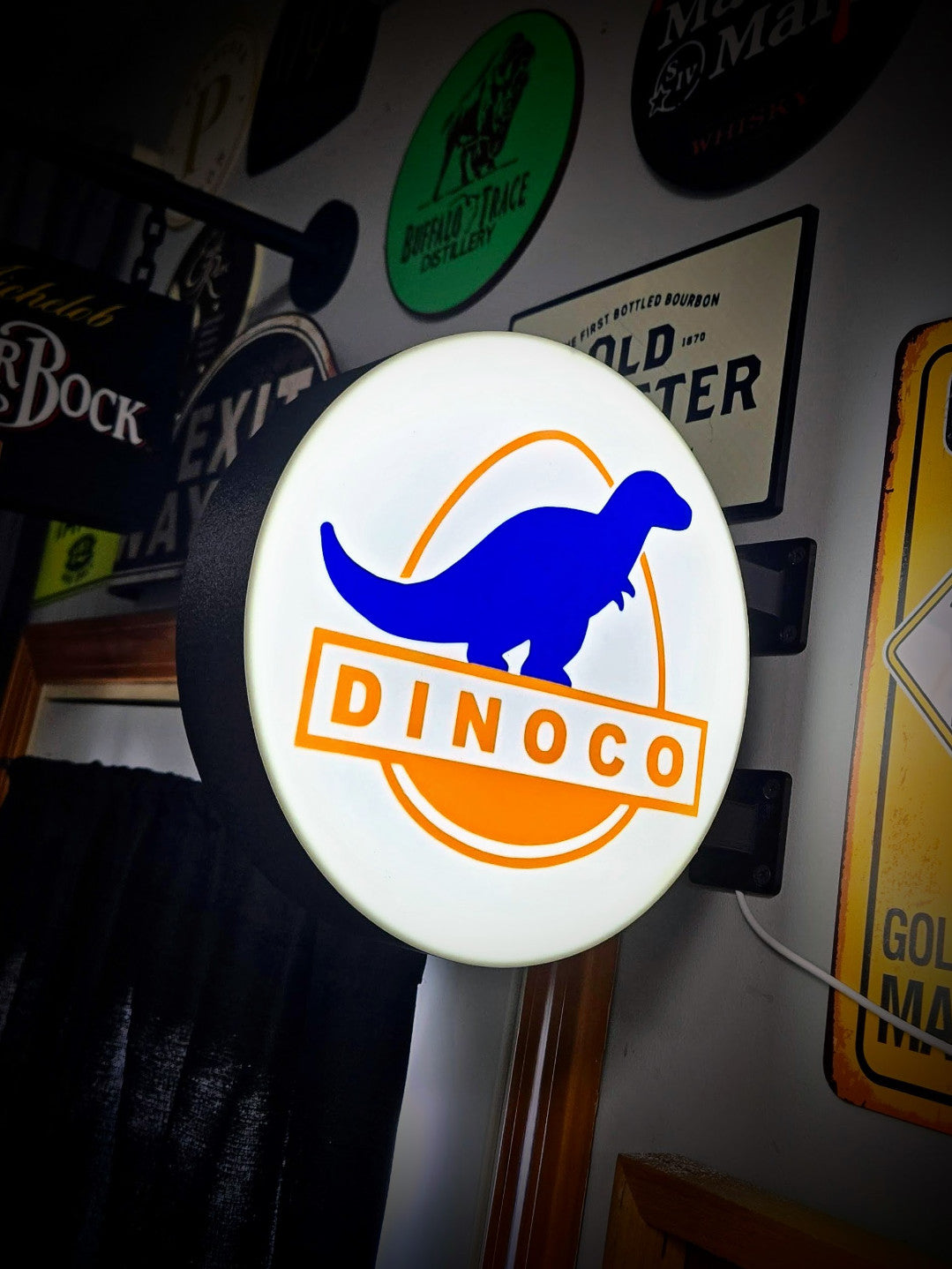 Dinoco Style Racing 12 Inch Light Box LED Sign 3D Printed Wall Decor Man Cave