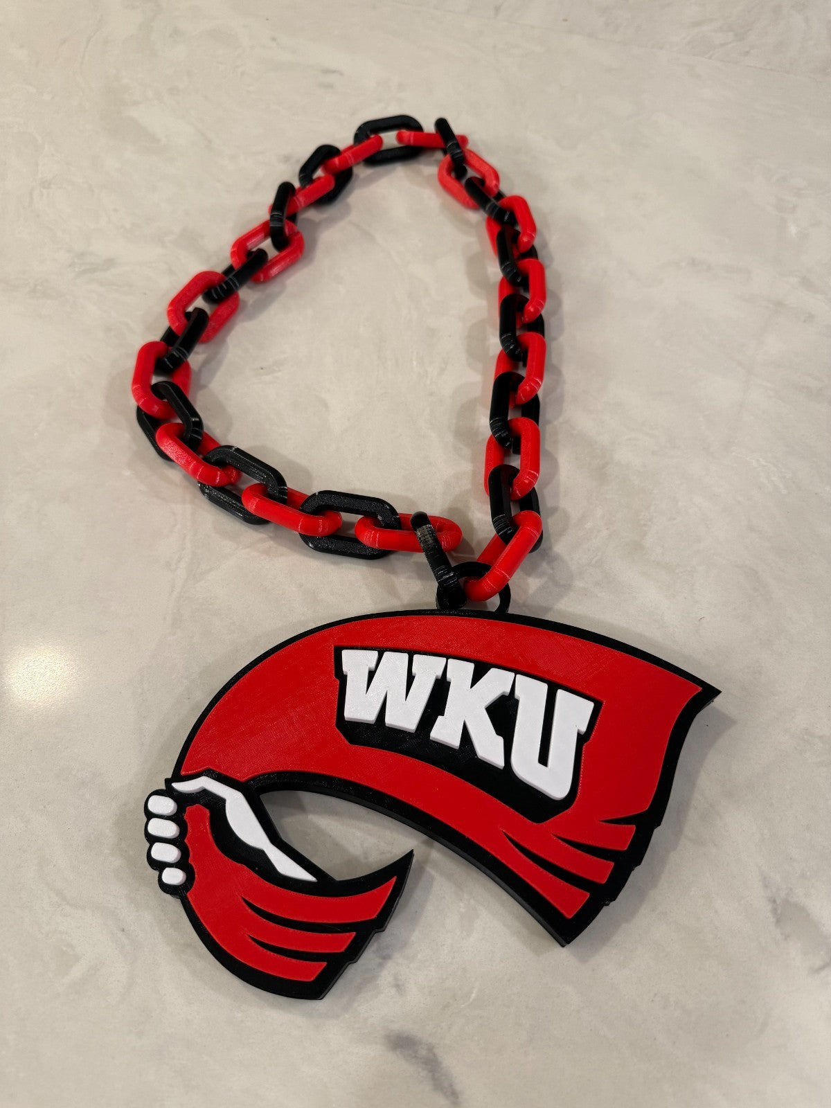 Western Kentucky Hilltoppers Logo Oversized Necklace, Pendant Chain