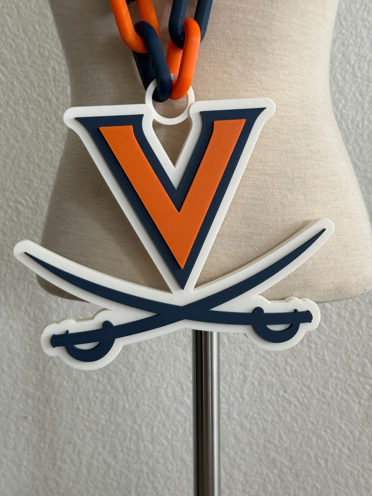 Virginia Cavaliers Logo Necklace Oversized Hype Chain Handmade 3D Printed