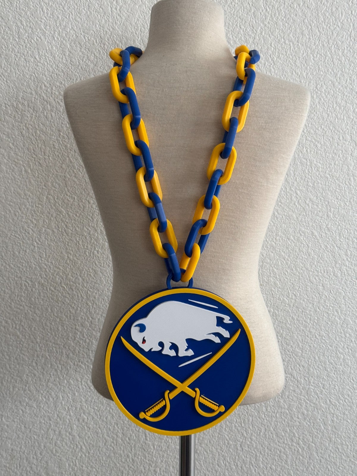 Buffalo Sabres Oversized Necklace, Hype Chain, Logo Pendant 'Game On!'