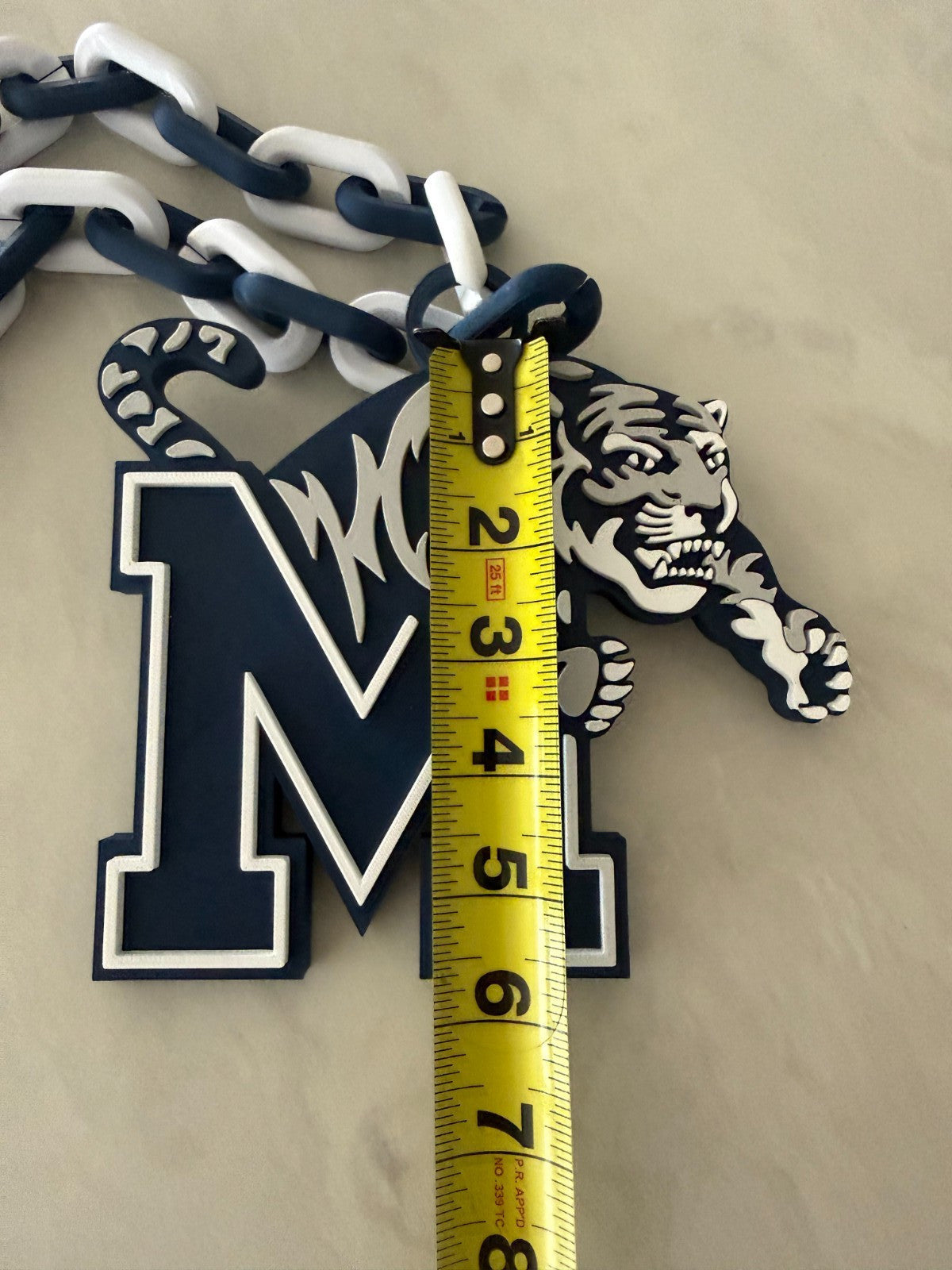 Memphis Tigers Logo Necklace Oversized Turnover Chain HandMade 3D Printed