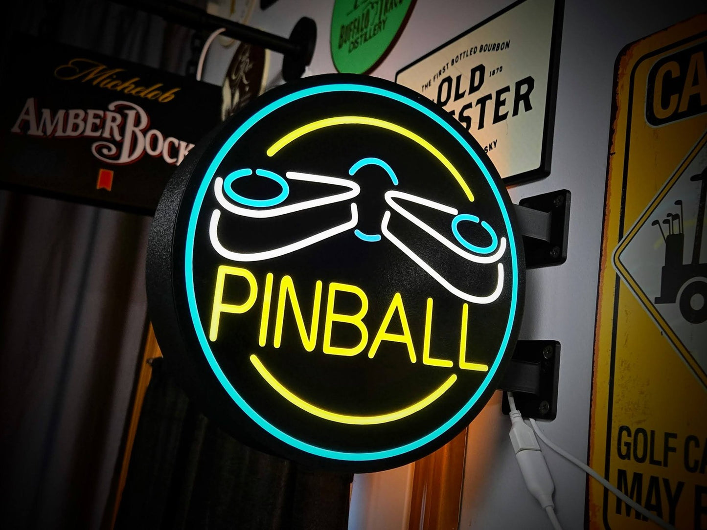 PINBALL 12 Inch Light Box LED Sign 3D Printed Wall Decor Man Cave Garage