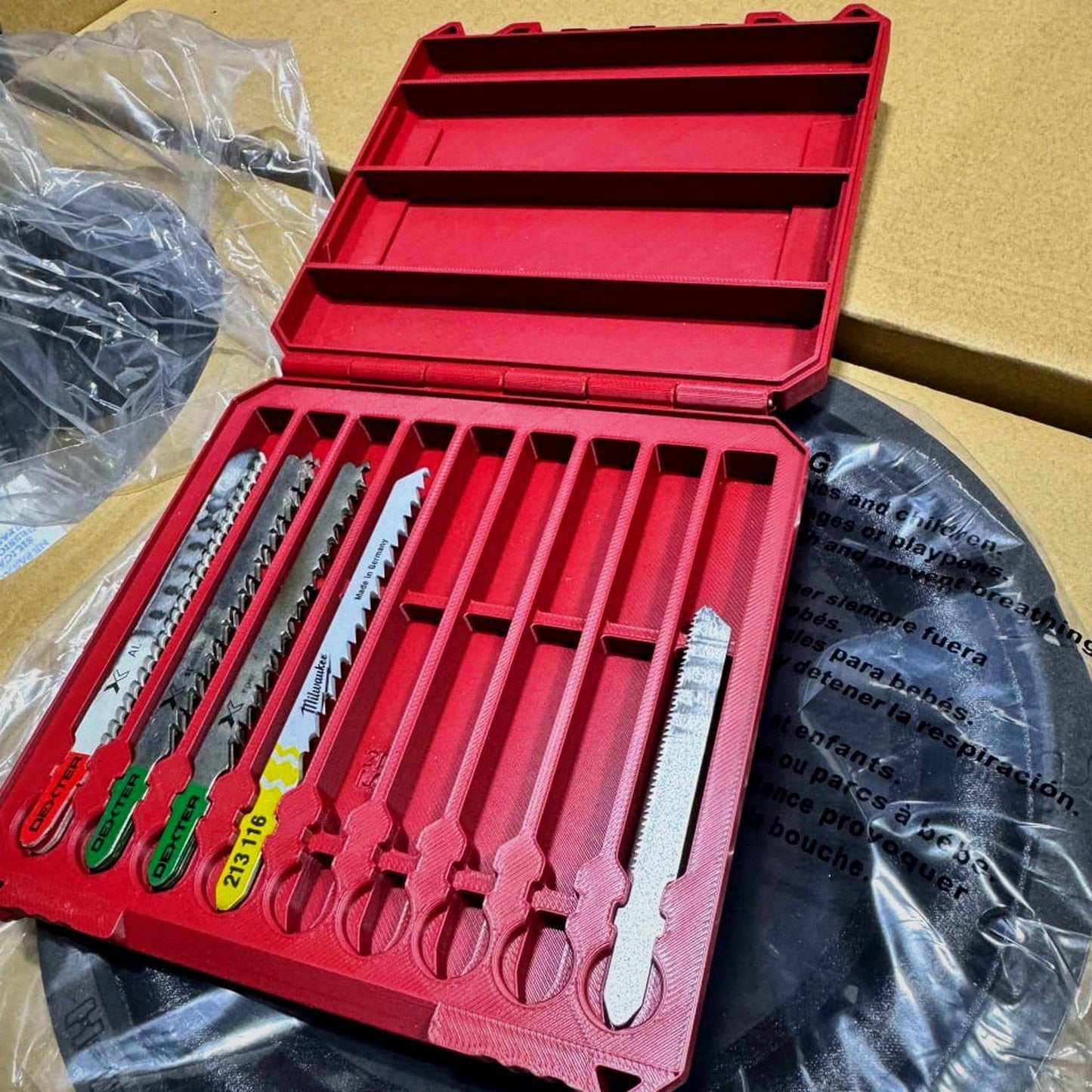 Jigsaw Blade Case for T-Shank Blades HD Box Insert 3D Printed Organizer PETG