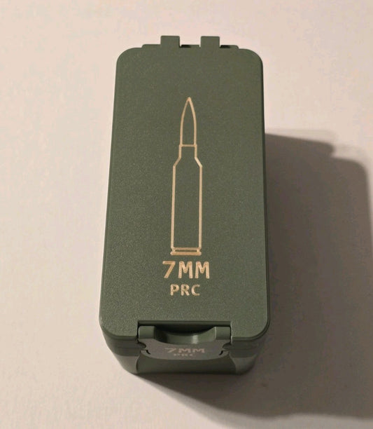 7mm PRC Ammo Box Snap Lock 36 rd 3D Printed Storage Olive Green Gold Pla