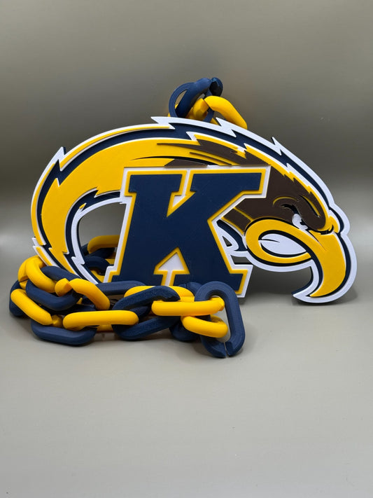 Kent State Golden Flashes Hype Logo Oversized Necklace Chain HandMade 3D Printed