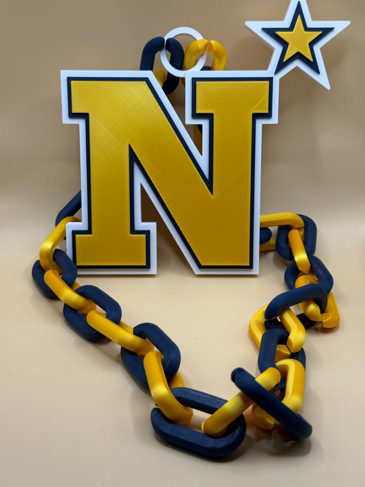 Navy Midshipmen Logo Necklace Oversized Turnover Chain HandMade 3D Printed