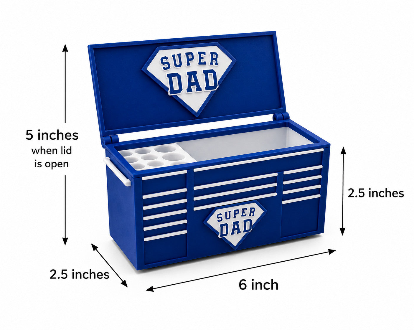 Toolbox Desk Organizer Super Dad | Father's Day Gift | Pen Holder & Storage Box