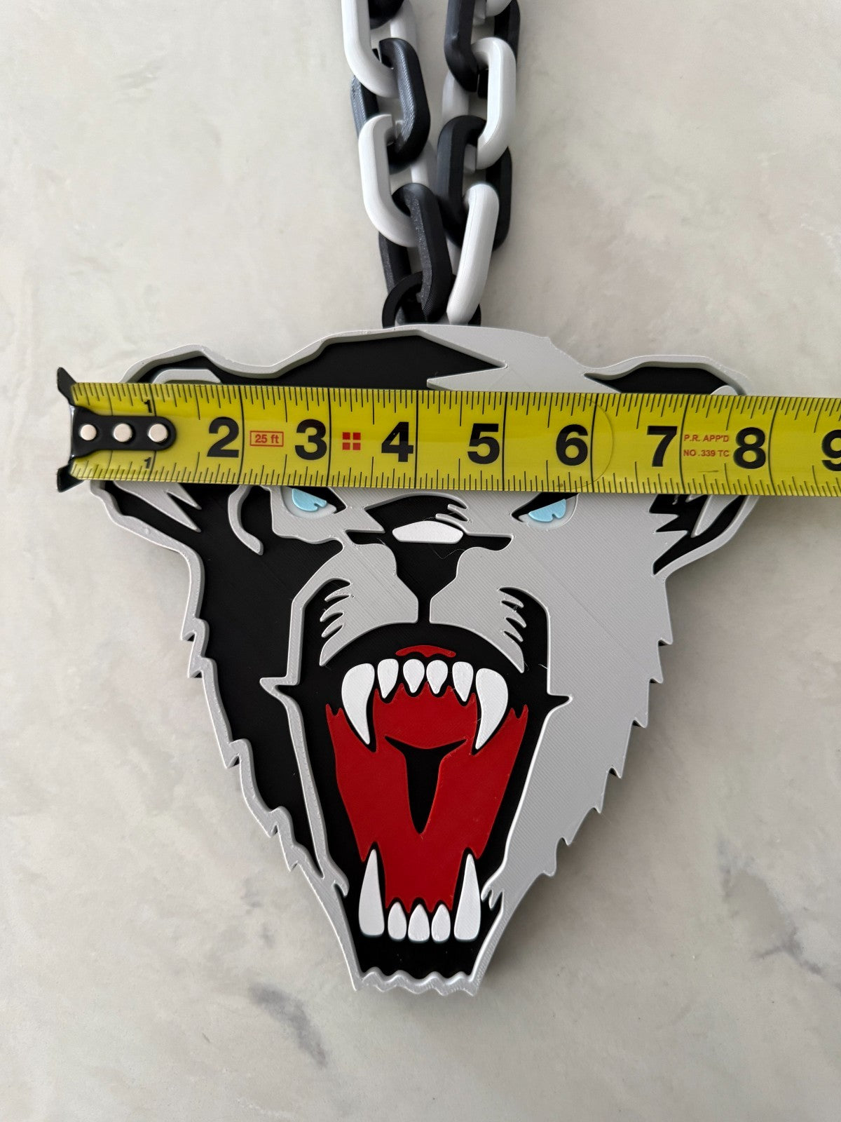 Maine Black Bears Oversized Necklace, Hype Turnover Chain Handmade 3D Printed