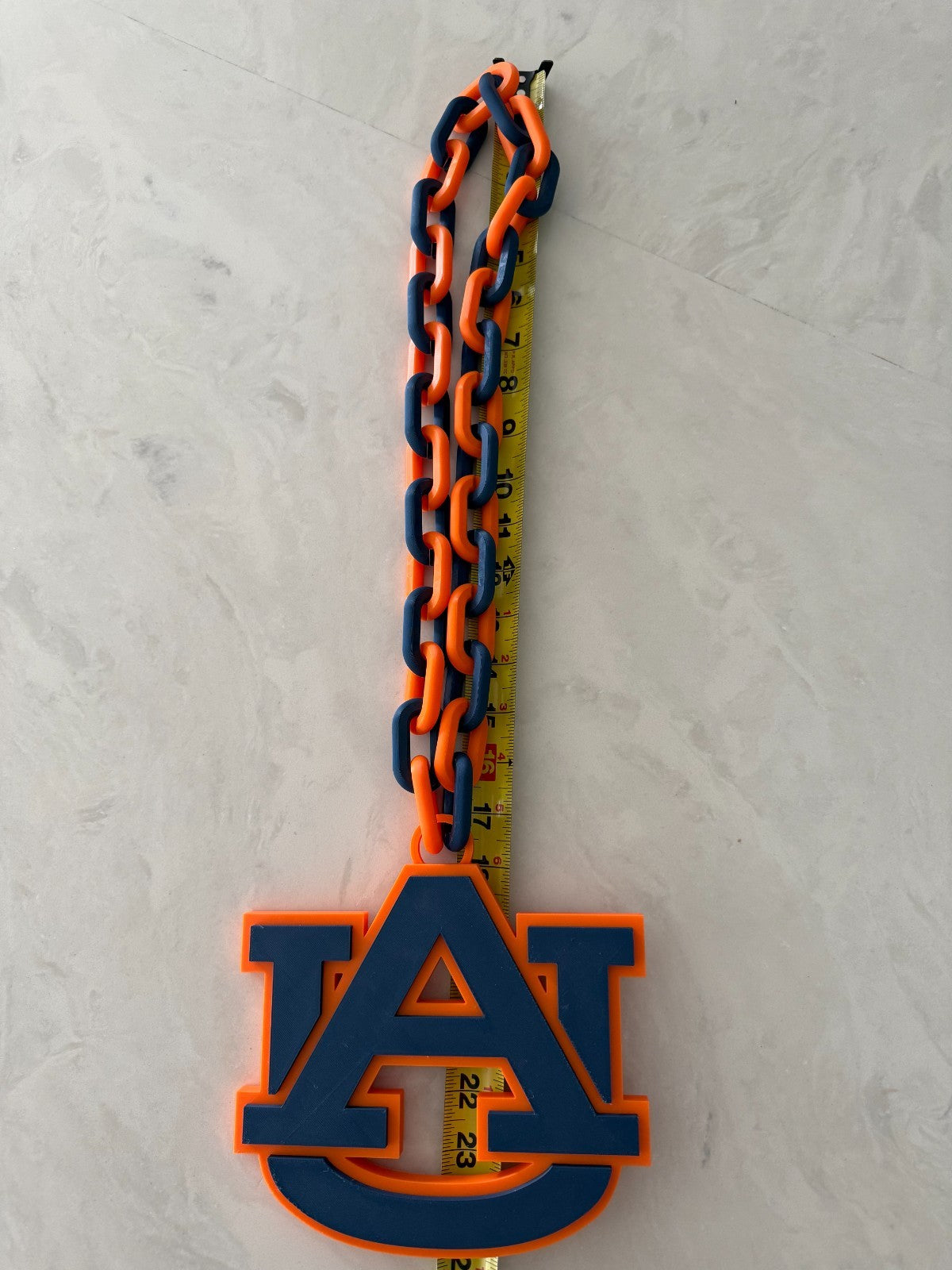 Auburn Tigers Logo Oversized Necklace Pendant Turnover Chain Handmade 3D Printed