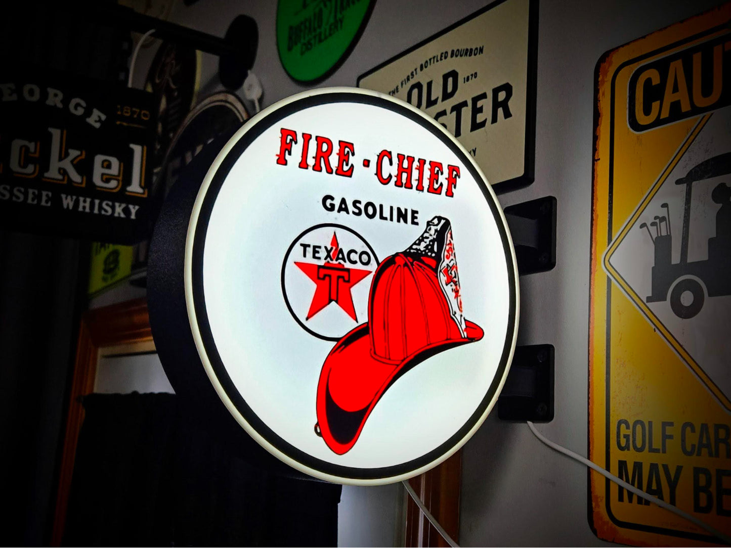 TEXACO FIRE CHIEF 12 Inch Light Box LED Sign 3D Printed Wall Decor Man Cave
