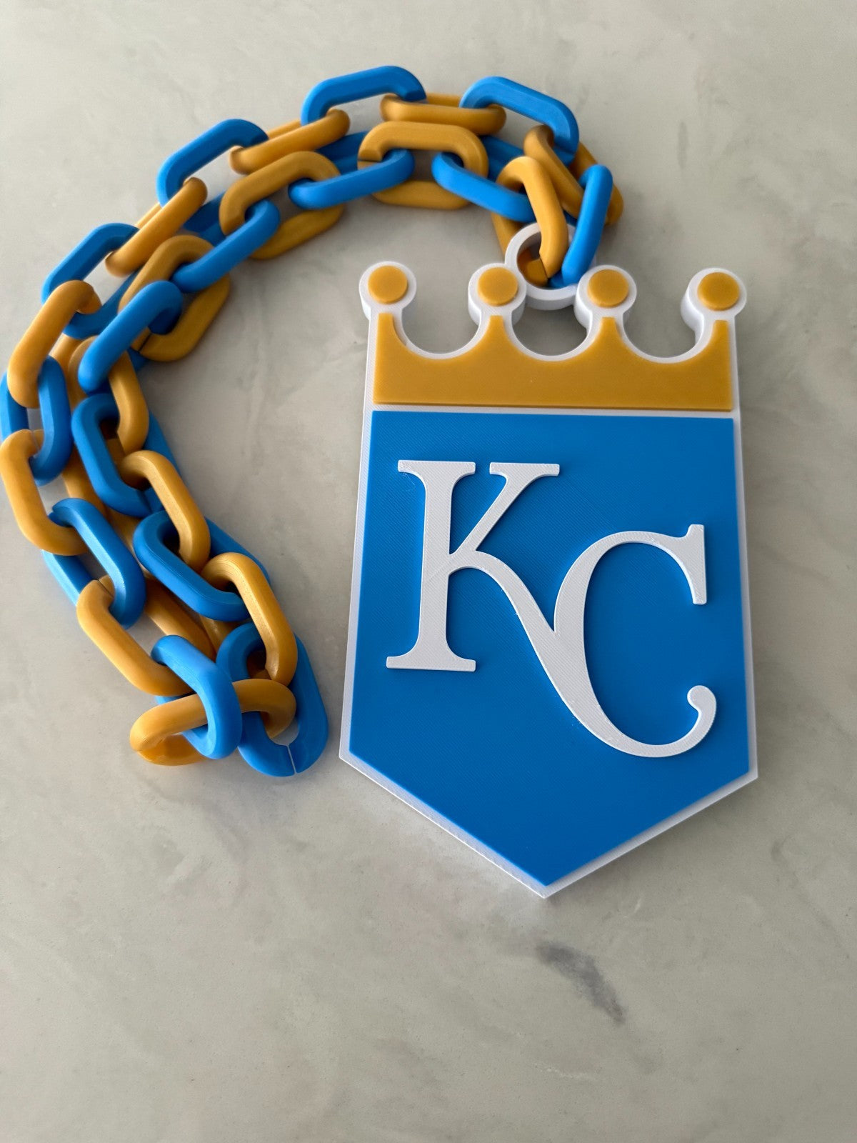 Kansas City Royals Oversized Logo Necklace Turnover Chain Handmade 3D Printed
