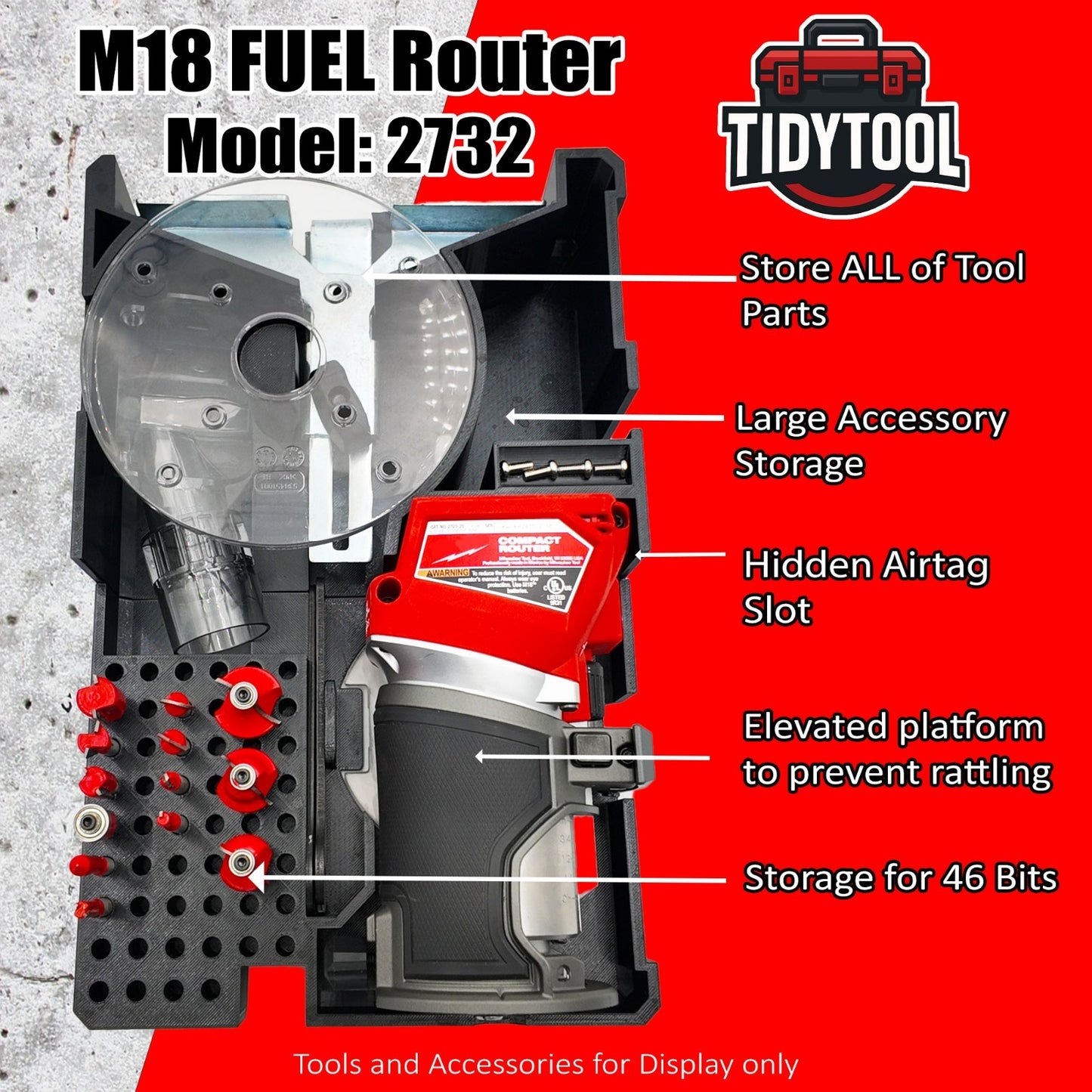 M18 Router Organizer for Milwaukee Packout insert 2 and 3 Drawer V2