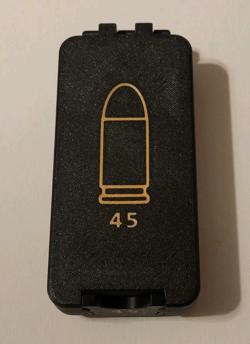 45 ACP Ammo Box Snap Lock 50 rd 3D Printed Storage Black Gold Pla