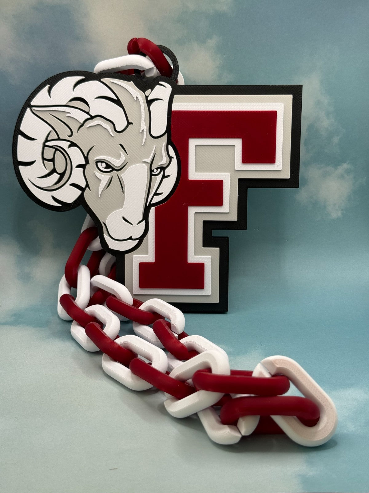Fordham Rams Oversized Logo Necklace, Hype Turnover Chain HandMade 3D Printed