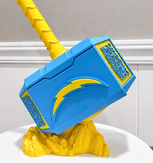 13” Los Angeles Chargers Thor Hammer Decoration NFL football Gifts Man Cave Desk