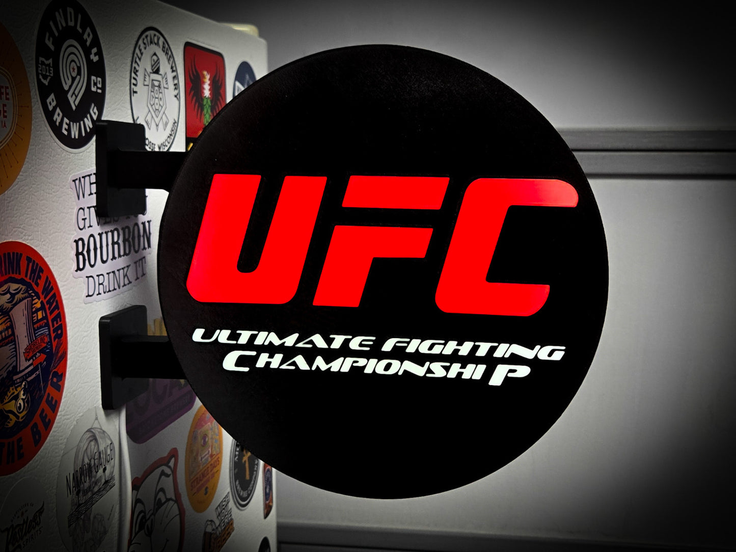 UFC 12 Inch Light Box LED Sign 3D Printed Wall Decor Man Cave Garage