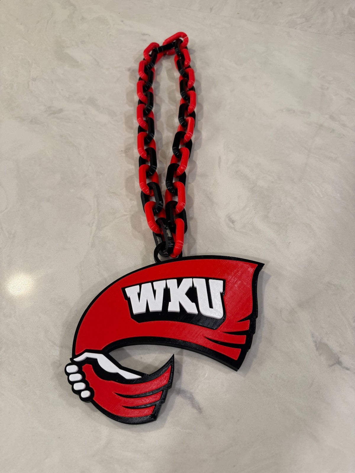 Western Kentucky Hilltoppers Logo Oversized Necklace, Pendant Chain