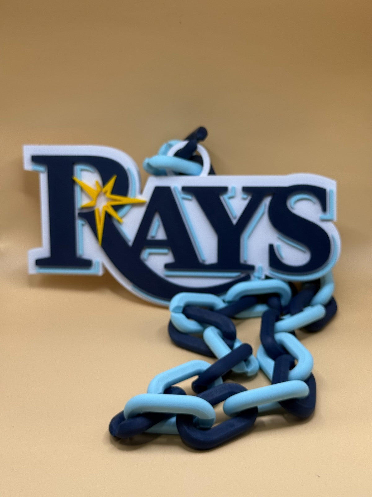 Tampa Bay Rays Oversized Necklace, Pendant Turnover Chain HandMade 3D Printed