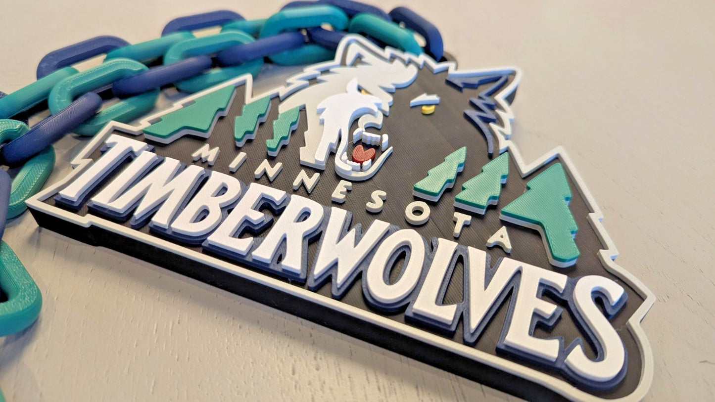 Minnesota Timberwolves Retro V2 Over-Sized Necklace Logo Pendant Hype Chain