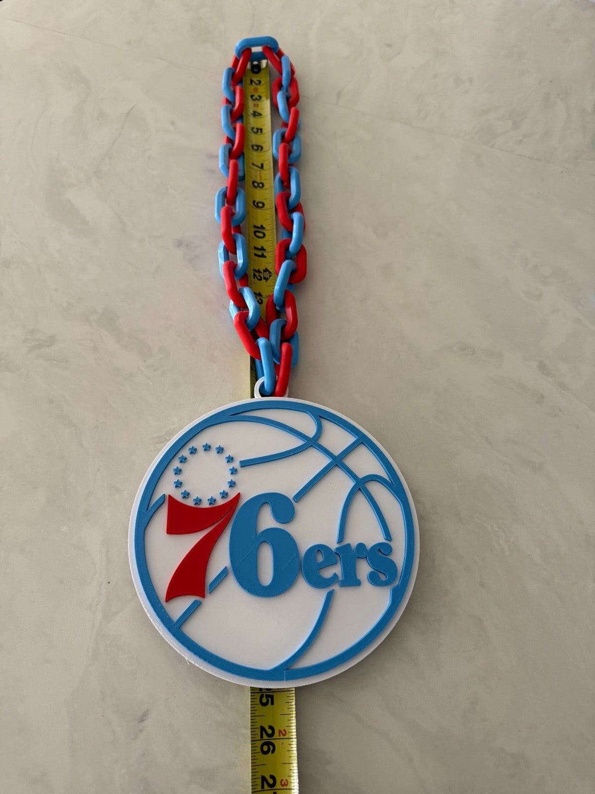 Philadelphia 76ers Oversized Necklace Pendant Turnover Chain Handmade 3D Printed