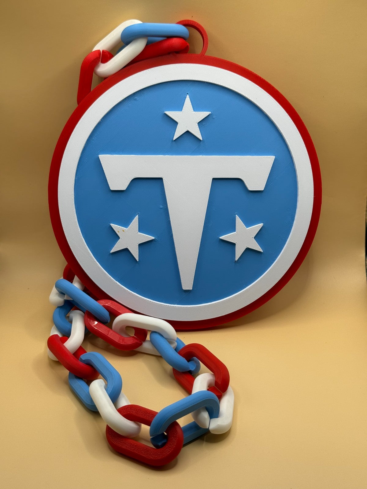 Tennessee Titans Hype Oversized Logo Pendant Turnover Chain HandMade 3D Printed
