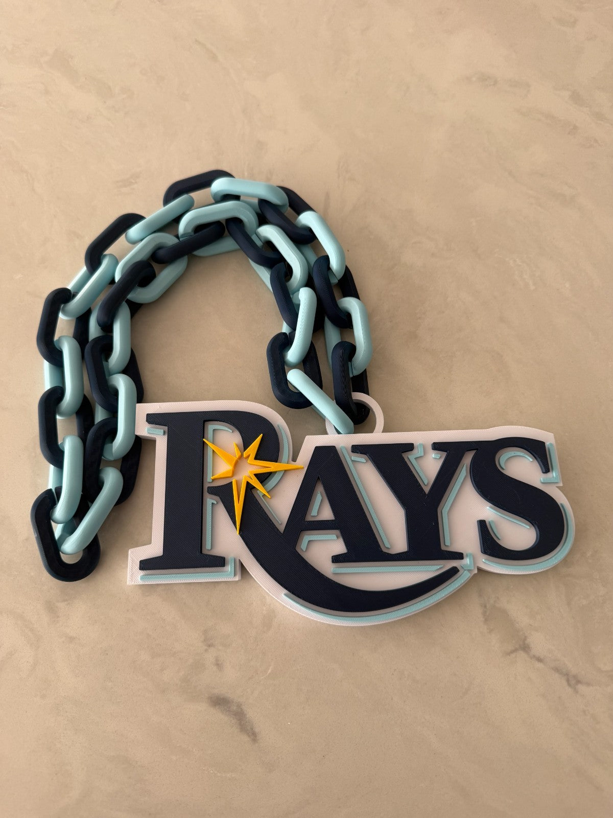 Tampa Bay Rays Oversized Necklace, Pendant Turnover Chain HandMade 3D Printed