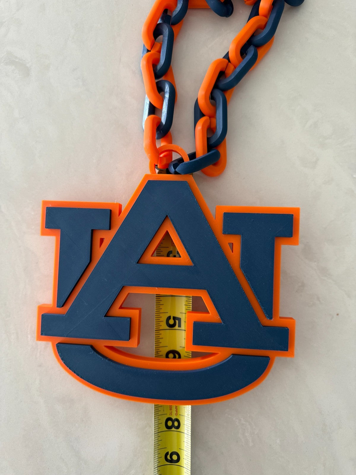 Auburn Tigers Logo Oversized Necklace Pendant Turnover Chain Handmade 3D Printed