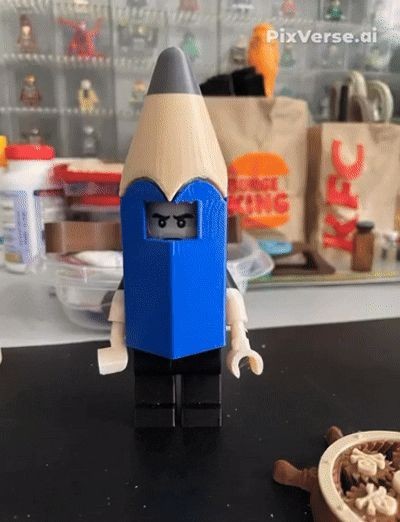 Pencil Costume Brick Figure 8 inches tall 3D Printed Lego Inspired