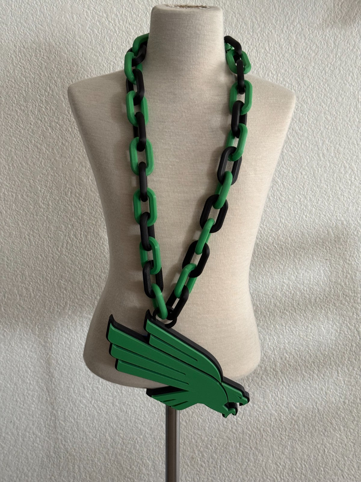 North Texas Mean Green Oversized Necklace Turnover Chain Handmade 3D Printed