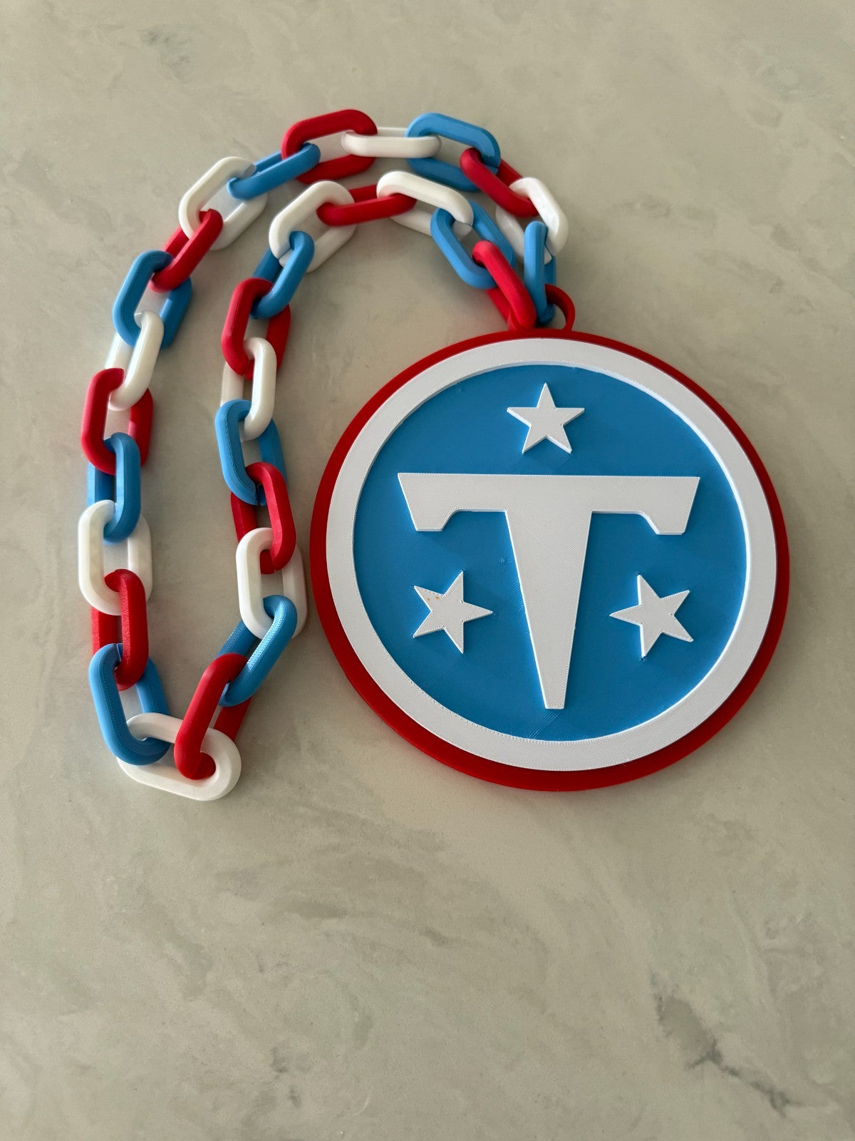 Tennessee Titans Hype Oversized Logo Pendant Turnover Chain HandMade 3D Printed